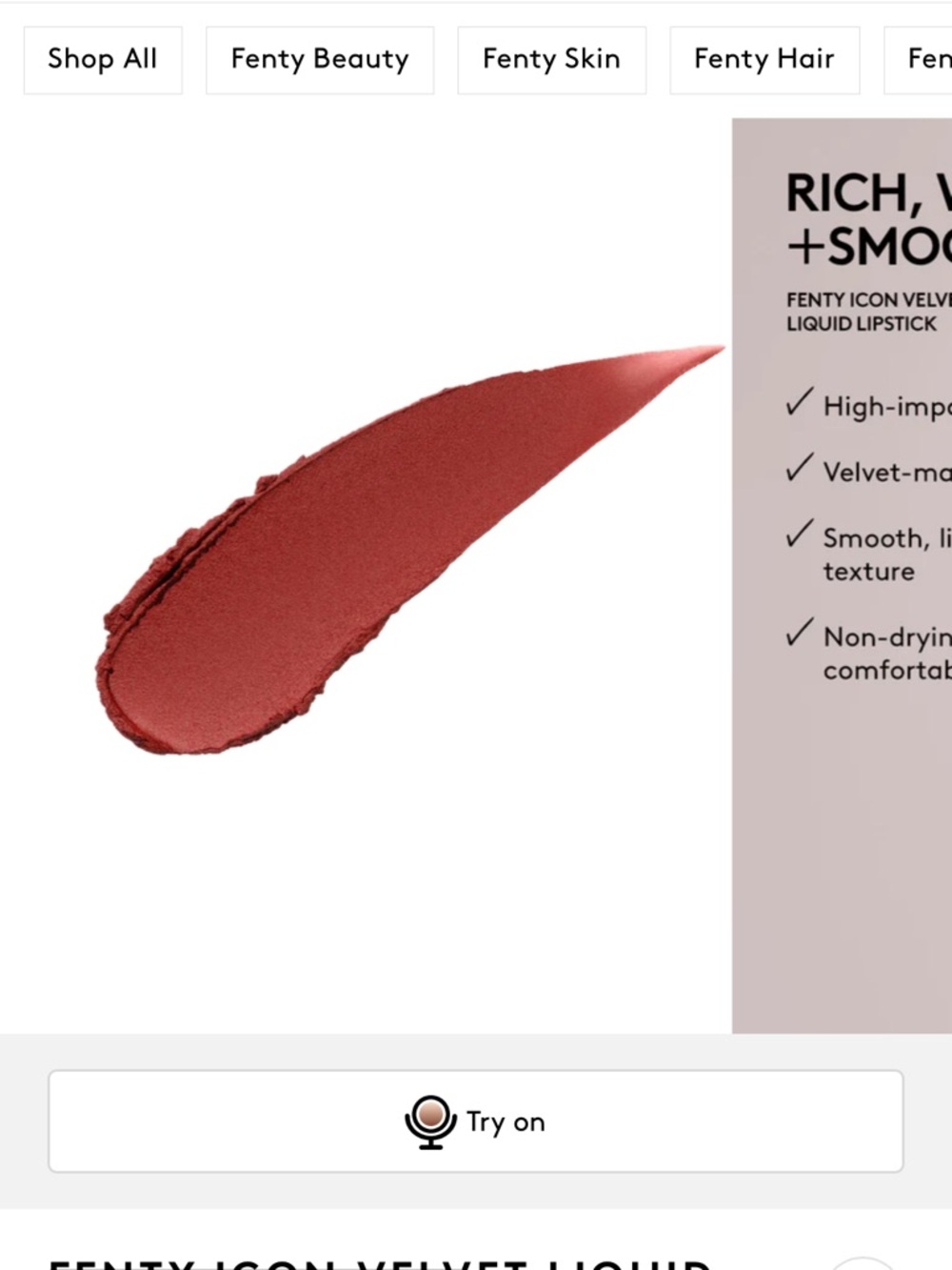 Fenty Beauty Icon Velvet Liquid Lipstick — FiyaProof